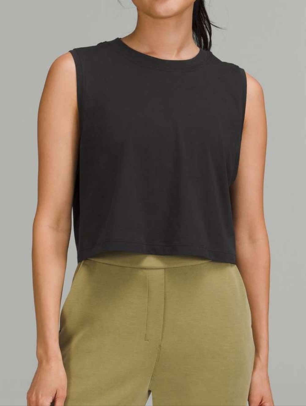 lululemon athletica Black Cropped Muscle Tank